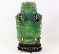 A large 19thC. Chinese green quartz scent bottle 1