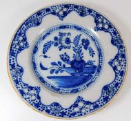 An 18thC. delft porcelain plate 9in diameter