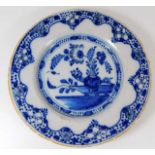 An 18thC. delft porcelain plate 9in diameter