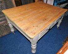 A 19thC. farmhouse kitchen table with drawer originally from the family home of artist Peter Lanyon