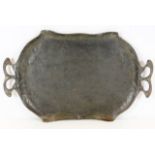 An Osiris art nouveau pewter tray with stylised ha