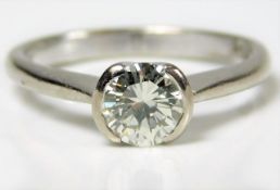 An 18ct white gold solitaire ring set with approx.