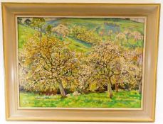 A large oil on panel by Mary Martin depicting tree