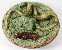 A Portuguese continental majolica dish with snake