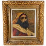 A 19thC. gilt framed oil of arab monogrammed FG fo