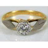 An 18ct gold solitaire ring set with 0.58ct diamon