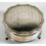 A small silver footed jewellery box by A & J Zimme