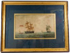 A gilt framed 19thC. watercolour of seascape