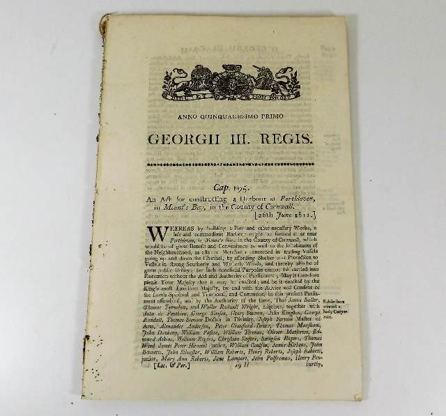 Book: A c.1811 George III parliamentary act with r