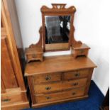 A c.1900 walnut dressing table with mirror 62in hi