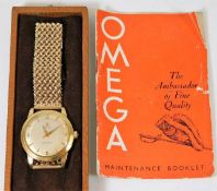 A gents 18ct gold cased Omega Seamaster wristwatch with 9ct gold mesh strap & box