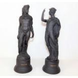 A pair of Wedgwood basalt figures, Hercules & Merc