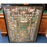 A framed hand painted Indian picture 36.5in x 28.5
