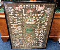 A framed hand painted Indian picture 36.5in x 28.5