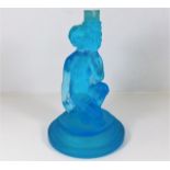 An art deco blue glass lamp base 9.25in tall