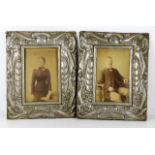 A pair of art nouveau base metal photo frames 8.75