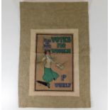 A linen canvas depicting a suffragette banner, min