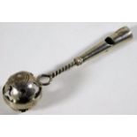 An antique white metal whistle & rattle 12.9g