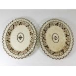 A pair of 18thC. Leeds creamware reticulated dishe