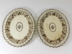 A pair of 18thC. Leeds creamware reticulated dishe