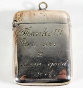 A silver vesta case by Joseph Whitten 1892 29.7g,