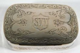 A monogrammed white metal box with chased decor 55