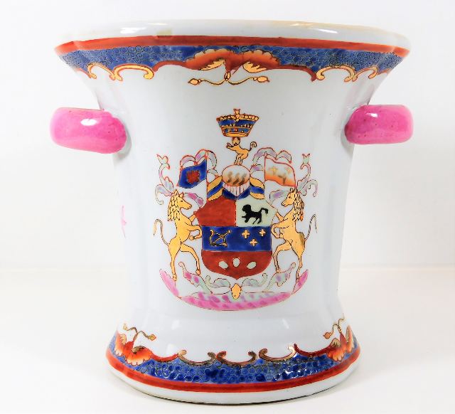 A Chinese porcelain wine cooler with unusual coat