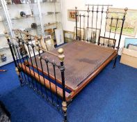 A Victorian double brass & iron bed with original