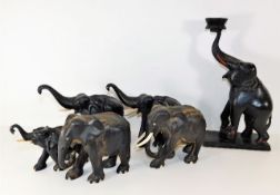Six early 20thC. elephant models, some faults