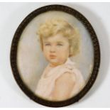 An antique miniature watercolour on ivory panel