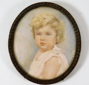 An antique miniature watercolour on ivory panel