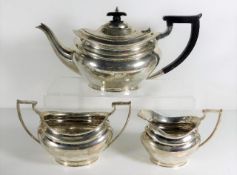 A three piece art deco silver tea set Sheffield 19