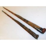 Two x four piece cane fly rods