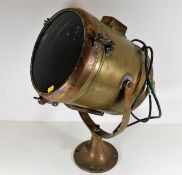 A brass WW1 naval searchlight diameter of glass lens approx 9.5"