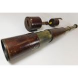 Leather cased three draw telescope R & J Beck Ltd,