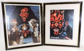 Pair of framed Star Wars limited edition prints wi