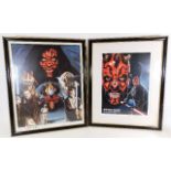 Pair of framed Star Wars limited edition prints wi