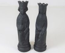 A pair of Wedgwood basalt King & Queen chess piece