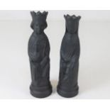 A pair of Wedgwood basalt King & Queen chess piece