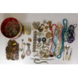 Quantity of costume jewellery including two silver