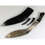 One large Kukri knife and leather sheath
