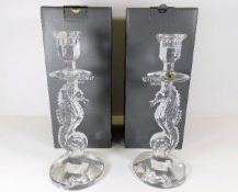 Two boxed Waterford Crystal Seahorse candle holder