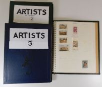 Three stamp albums relating to artists