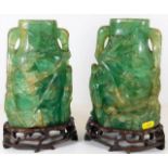 A pair of large 19thC. Chinese green quartz later