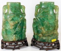 A pair of large 19thC. Chinese green quartz later