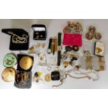 Quantity of costume jewellery including four compa