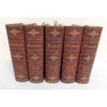 Five bound collections of Punch magazines 1881 to