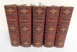 Five bound collections of Punch magazines 1881 to