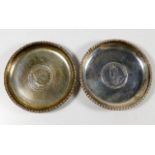 Two silver trinket dishes with coin centres 1917 o