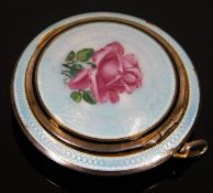 A French silver enamelled snuff box pendant with h